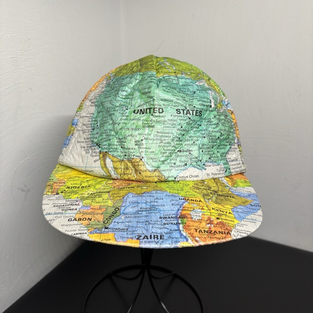 Vintage Kurt Cobain Nirvana The World Map Globe All Over Hat Snapback‎ Rare